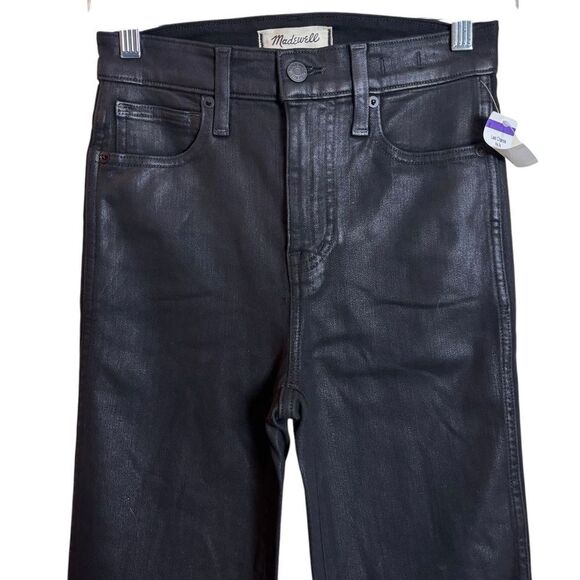 NEW Madewell Black Coated High Rise Waist Stovepipe Jeans Size 24 NWT - Picture 6 of 16